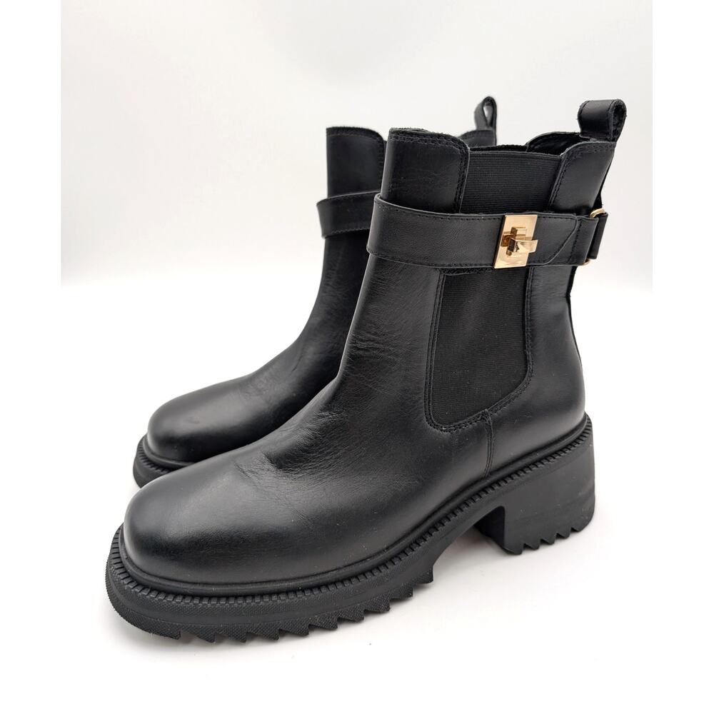 Steve Madden Gates Leather Chelsea Boots Women's Black Size US10M